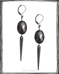 BRINCO GLAM SPIKE I - CHATON E SPIKE GRAFITE - AC275