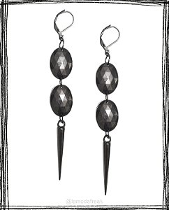 BRINCO GLAM SPIKE II - DOIS CHATONS E SPIKES GRAFITE - AC276