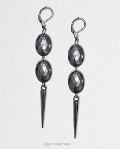 BRINCO GLAM SPIKE II - DOIS CHATONS E SPIKES GRAFITE - AC276