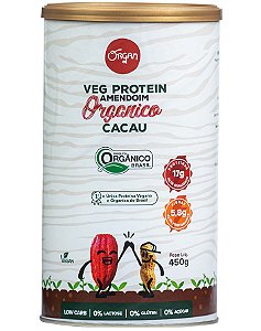 Organ Veg Protein Amendoim Orgânico - Proteínas Vegetais Sabor Cacau 450g