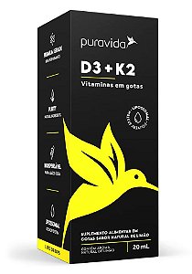 Puravida D3 + K2 - Suplemento Alimentar com Vitaminas em Gotas Sabor Limão 20ml
