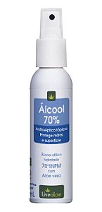 Livealoe Álcool Antisséptico Líquido 70% com Aloe Vera e Glicerina Vegetal 100ml