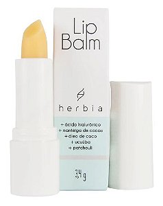 Herbia Lip Balm Incolor com Ácido Hialurônico e Manteiga de Cacau 3,4g