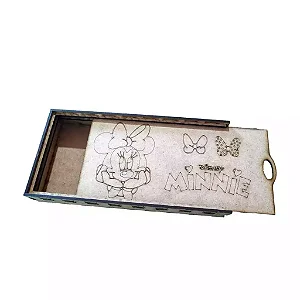 Estojo Escolar de mdf 3mm com Tampa de Correr Desenhada.