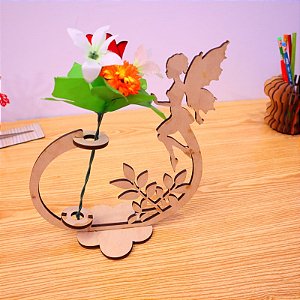 Centro de mesa FADA com porta flor, mdf cru 3mm