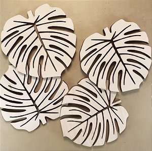 Porta Copo Folha Costela de Adão 10 unidades - Mdf cru 3mm