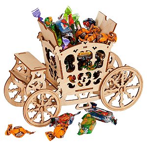 Carruagem Colonial de Mesa Mdf 3mm Crú Festa Balas Porta Doces