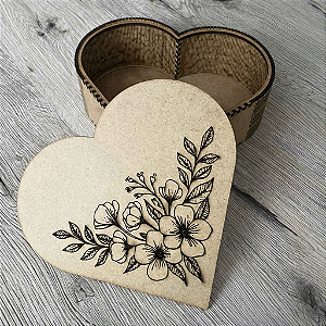 Caixa Coração Mdf Cru Para Artesanato e Decoração Romântica