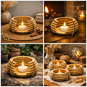 Luminária Porta-Vela Minimalista em MDF - Design Tridimensional