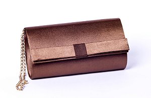 Clutch festa marrom cetim mini laço