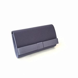 Clutch feminina de festa cinza cetim laço finíssimo