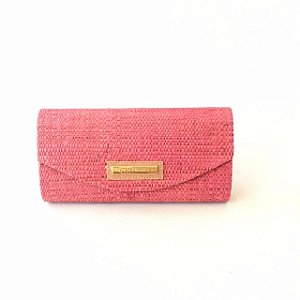 Clutch de palha Pink stamp