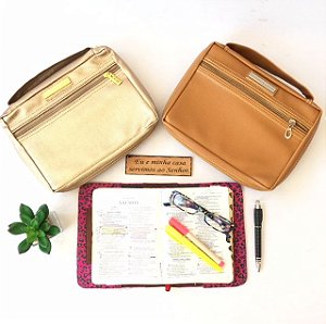 Kit com 2 Bolsas para Biblia em couro ecologico