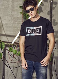 Camiseta Colcci Estampada Básica Masculina Preta