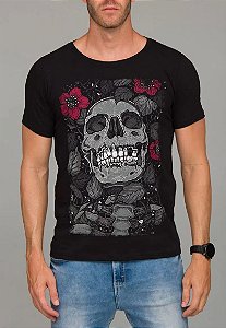 Camiseta Red Feather The Skull Art Board Masculina Preta