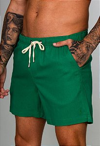 Short Red Feather Linho Masculino Verde Esmeralda