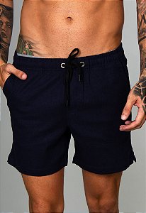 Short Red Feather Linho Masculino Azul