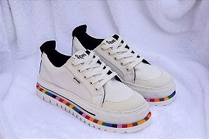 Tênis Farm Rua Básico Off White Rainbow Feminino