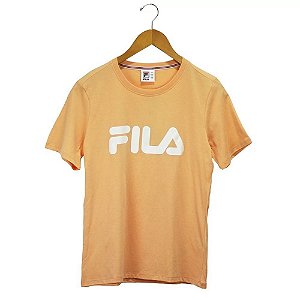 Camiseta Fila Manga Curta Basic Letter Feminina Laranja