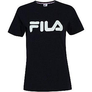 Camiseta Fila Manga Curta Basic Letter Feminina Preta