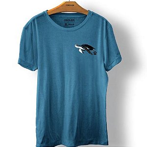 Camiseta Osklen Regular Stone Tartaruga CDC Masculina Azul