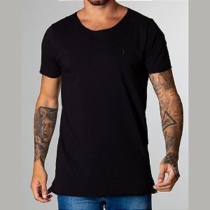 Camiseta Red Feather Básica Long Line Masculina Preta