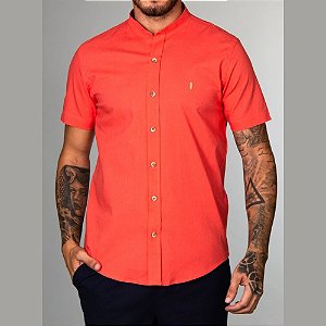 Camisa Red Feather Gola Padre MC Linho Coral