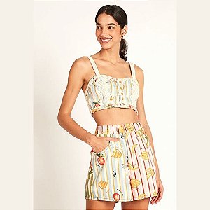 Short Farm Sarja Patch Desenhado No Brasil