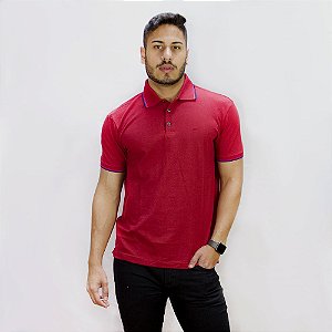 Polo Ellus Piquet Melange Easa Frisos Masculina Vermelha