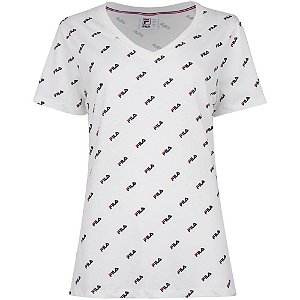 Camiseta Fila Full Print Feminina Branca