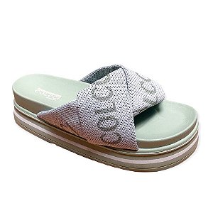 Sandália Flatform Colcci Maitê Trançado Tecido Verde Jacuípe