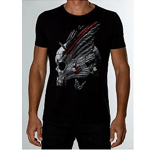 Camiseta Red Feather Art Skull Masculina