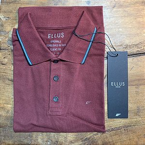 Polo Ellus Piquet Melange Easa Frisos Masculina Bordô