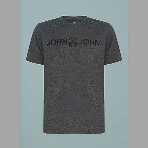 Camiseta John John Basic Logo Mescla Masculina Cinza - Compre Agora