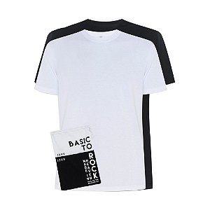 Kit Camiseta Basica John John Masculina Preta/Branca