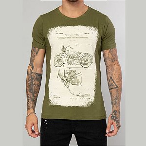 Camiseta Red Feather Motorcycle Patent Verde