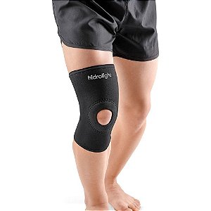 Joelheira Neoprene Reforço Patelar Longa Preta Hidrolight