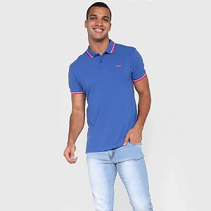 Polo Colcci Slim Bordada Azul Sodalite