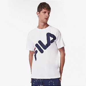 Camiseta Fila Manga Curta Big Letter Masculina Branca *veifi