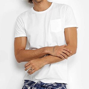 Camiseta Colcci Básica Bolso Masculina Off Shell