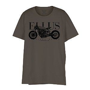 Camiseta Ellus Slim Motorcycle Classic Masculina Cinza