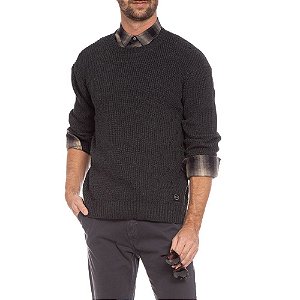 Suéter Ellus Cotton Stone Wash Crew Neck Masculina Cinza