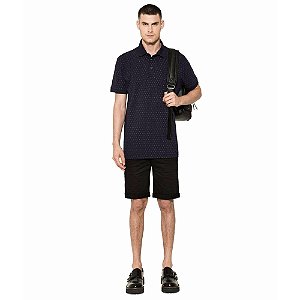 Polo Ellus Piquet Pois Masculina Preta