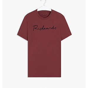Camiseta Richards Manuscrito Masculina Bordô