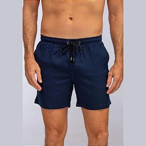 Short Red Feather Linho Masculino Marinho