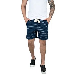 Bermuda Red Feather Bech Stripe Marinho Masculino