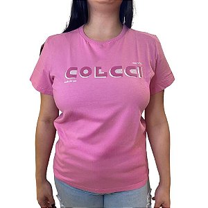 Camiseta Colcci Manga Curta Logo Rosa Ultra Rose Feminina