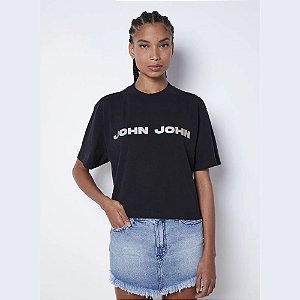 Camiseta John John JJ Line Feminina Preta - Dom Store Multimarcas