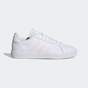 Tênis Adidas Grand Court Base Feminina Branco Listras Rosa