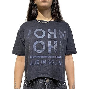 Camiseta John John Cropped Penny Feminina Preta